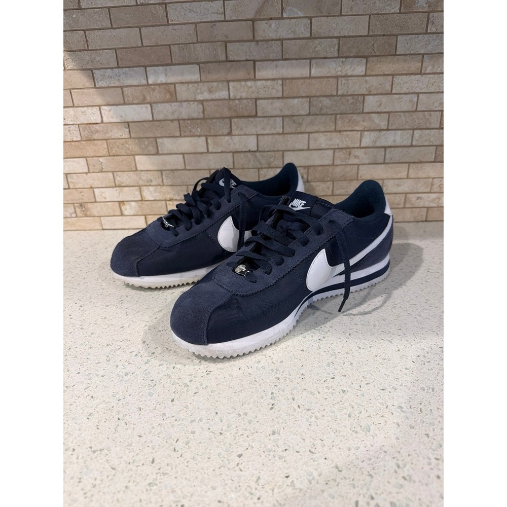 Nike Classic Cortez Nylon Sneakers Navy Blue White Casual Running Shoes men's - Picture 1 of 6